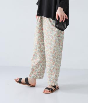 フラワープリント　イージーパンツ(ベージュ-ONESIZE)