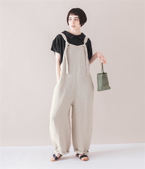 リネン　オーバーオール(ナチュラル-ONESIZE)