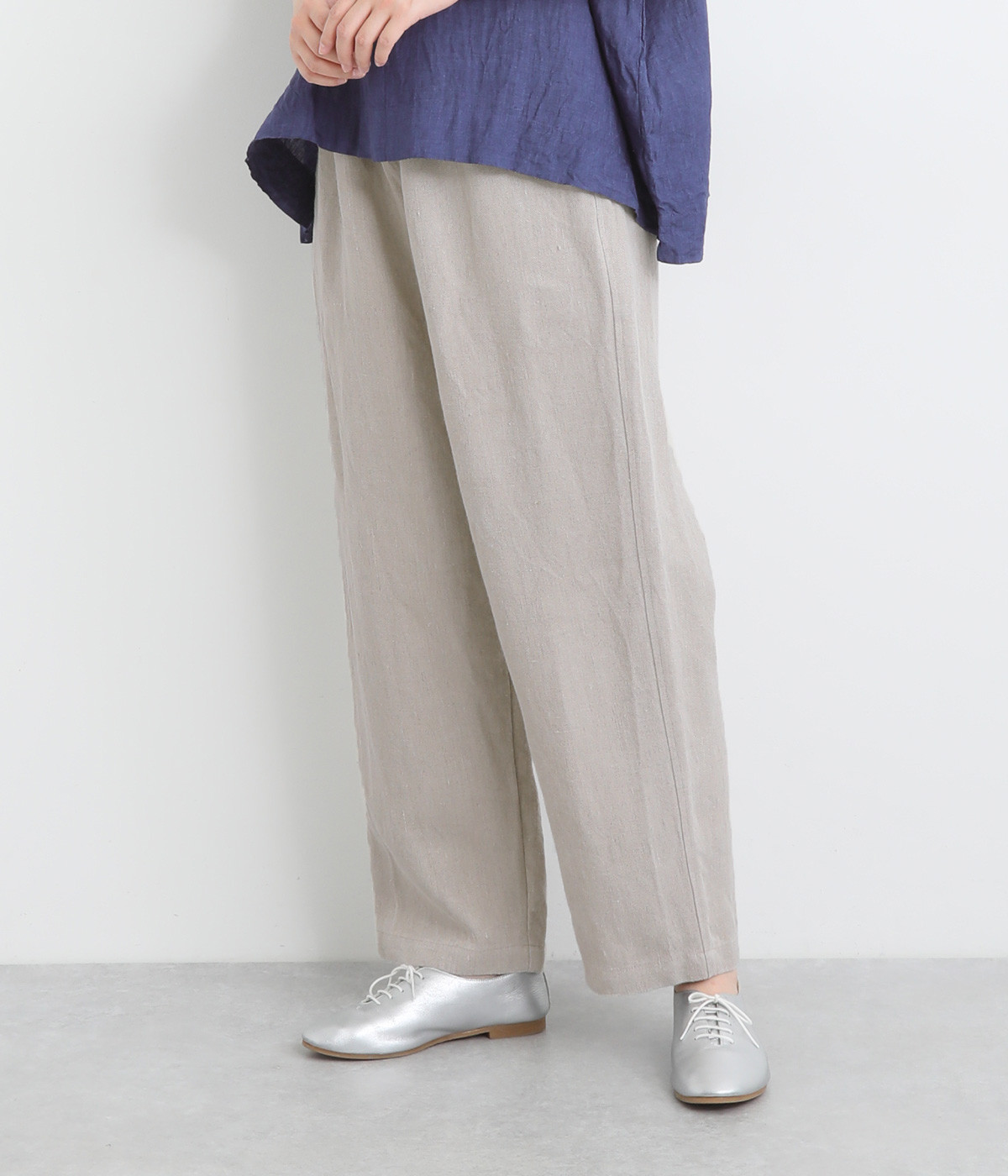 ツイルウェーブリネンパンツ(ナチュラル-ONESIZE)