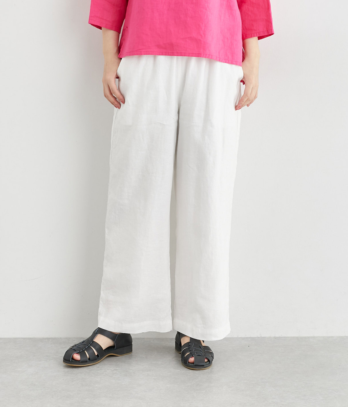カラーリネンパンツ(ホワイト-ONESIZE)