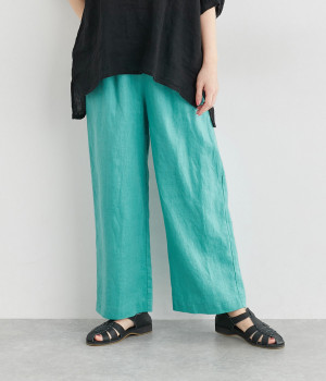 カラーリネンパンツ(ターコイズ-ONESIZE)