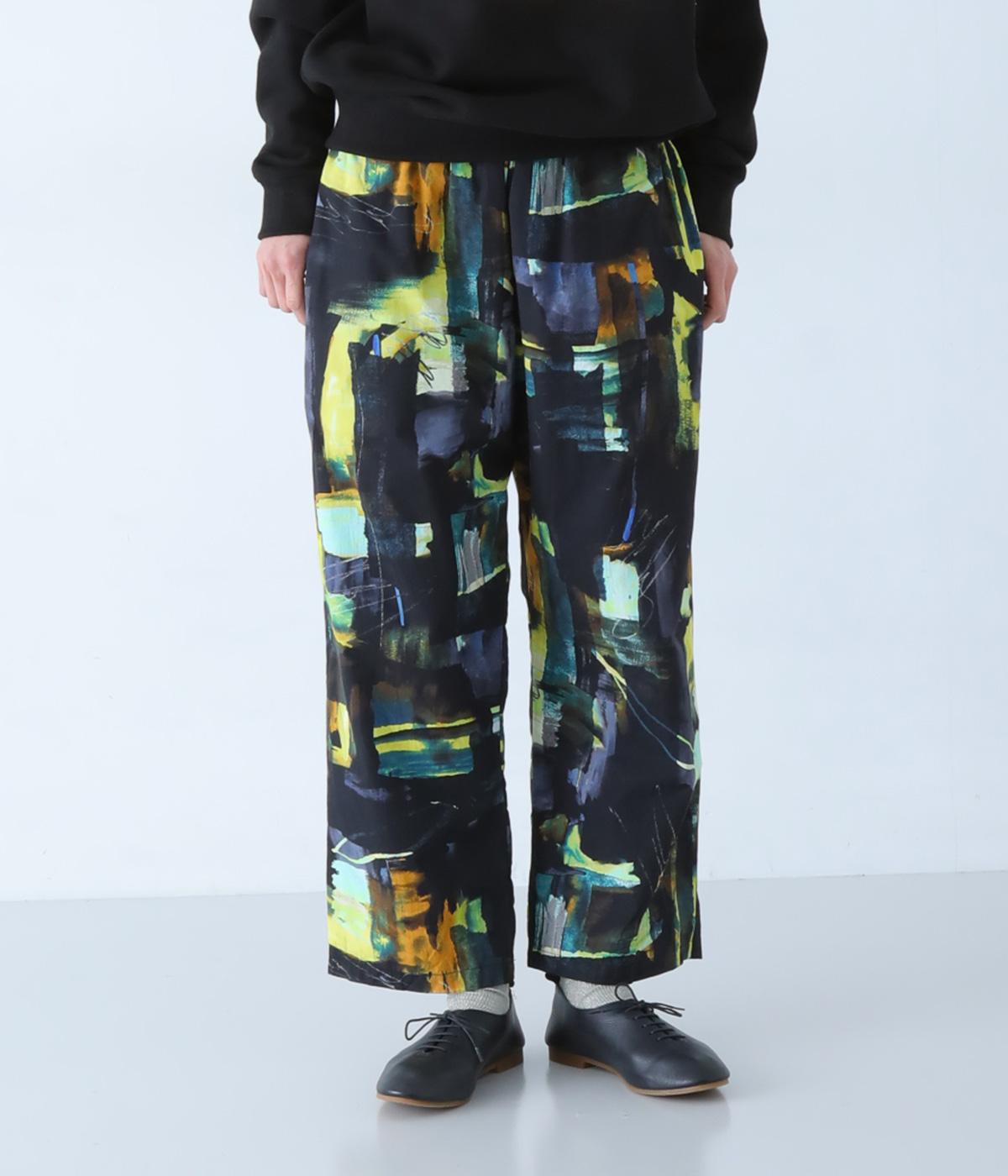 コットンDEVEAUX 裏地付きイージーパンツ(ブラック-F)