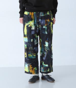 コットンDEVEAUX 裏地付きイージーパンツ(ブラック-F)