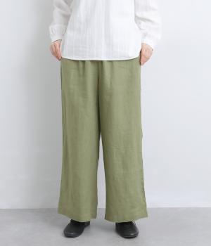 リネン　イージーパンツ(アースグリーン-F)