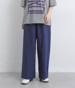リネン　イージーパンツ(ネイビー-F)