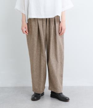 ヘリンボーン　パンツ(ブラウン-F)