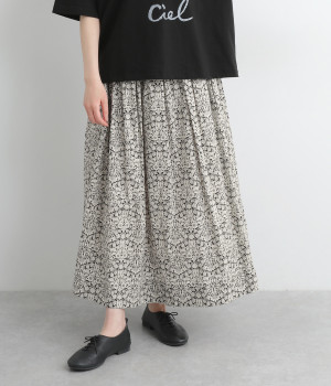 コットンリバティスカート(ナチュラル×ブラック-ONESIZE)