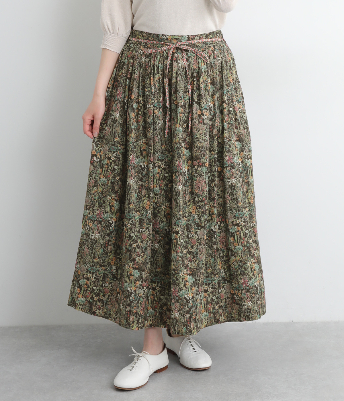 コットンリバティスカート(ブラック-ONESIZE)