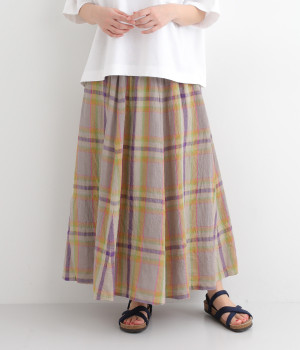 コットンリネンチェックスカート｜ICHI Antiquites（イチアンティーク