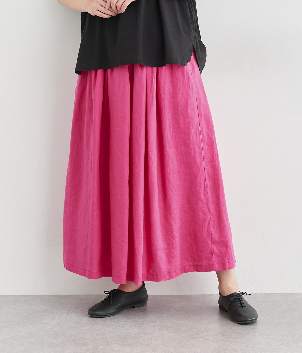 カラーリネンスカート(ピンク-ONESIZE)