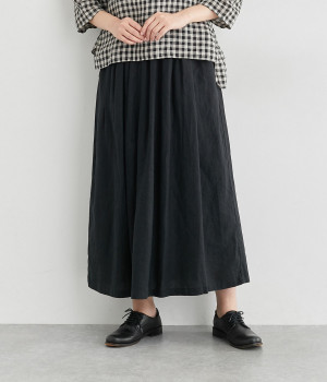 カラーリネンスカート(ブラック-ONESIZE)
