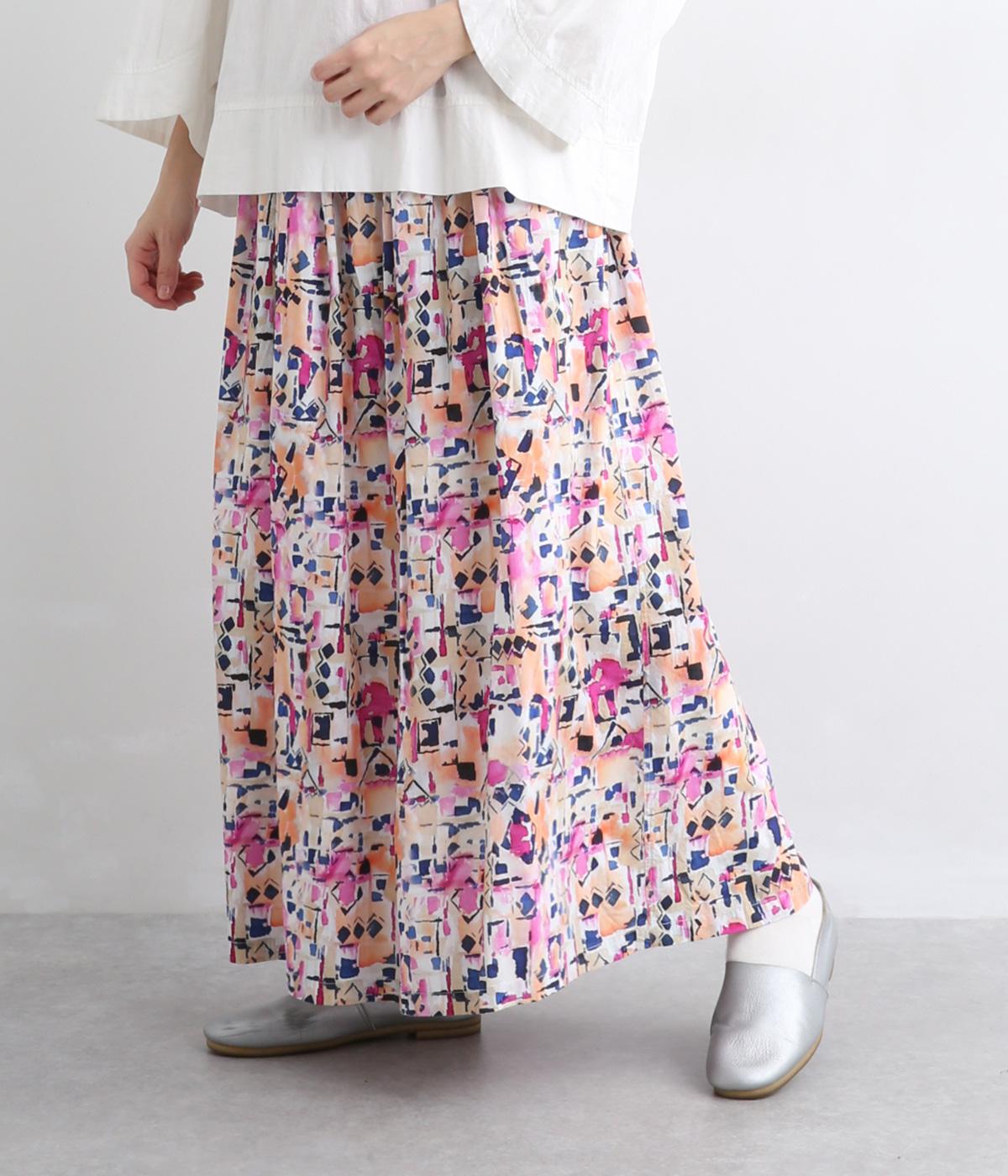 オリジナルプリント　スカート(ピンク/ウォーターカラー-F)