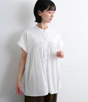 コットンオーガニックカットドビーチュニック(ホワイト-ONESIZE)