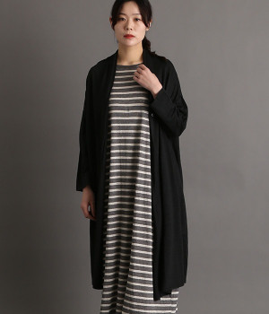 リネンロングカーディガン(ブラック-ONESIZE)