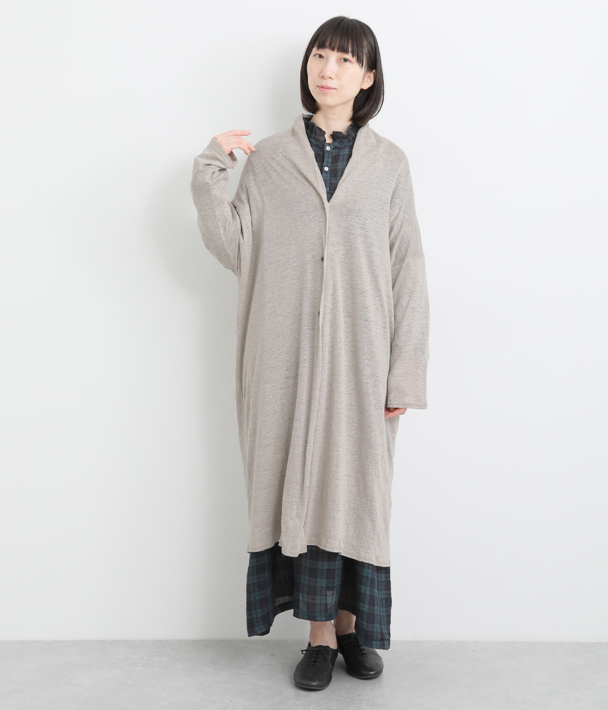 リネンロングカーディガン(ナチュラル-ONESIZE)