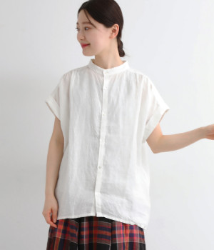 リネンダンガリーブラウス(ホワイト-ONESIZE)