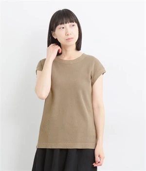 コットンワッフルタンクトップ(ベージュ-ONESIZE)