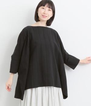 コットンリネンBIGプルオーバー(ブラック-ONESIZE)