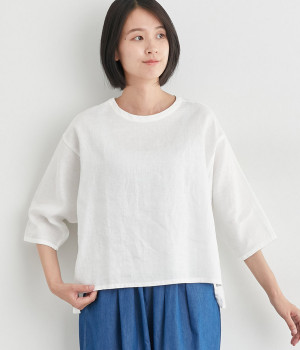 カラーリネンプルオーバー(ホワイト-ONESIZE)