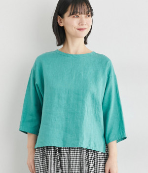 カラーリネンプルオーバー(ターコイズ-ONESIZE)