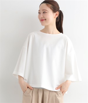 コットン　クルーネックワイドプルオーバー(ホワイト-ONESIZE)