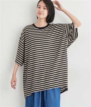 リネンプルオーバー(ボーダー-ONESIZE)