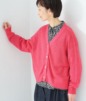 コットンリネンジャパンホールガーメントカーディガン(レッド-F)