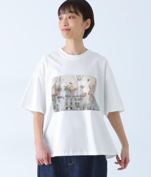 ピグメント　フラワーショップフォトプリント　Tシャツ(ホワイト-F)