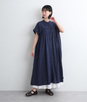 コットンオーガニックカットドビーワンピース(ネイビー-ONESIZE)
