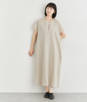 コットンリネン　トビーワンピース(ナチュラル-ONESIZE)