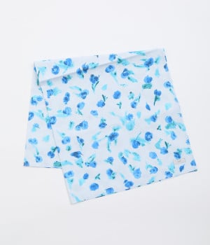 花柄プリントバンダナ(ブルー-ONESIZE)