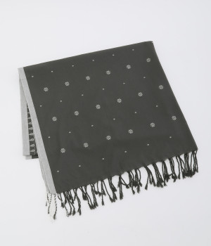 コットンインディアンジャカードストール(ネイビー-ONESIZE)