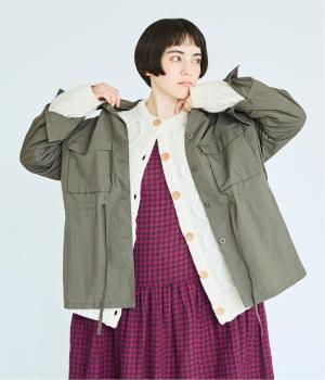 コットンナイロンストーンバイオ　シャツブルゾン(カーキ-F)