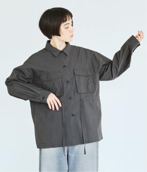 コットンナイロンストーンバイオ　シャツブルゾン(チャコール-F)