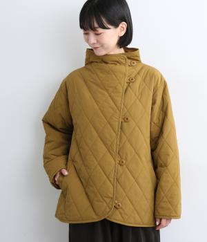 キルティング　ハイネックショートコート(マスタード-F)