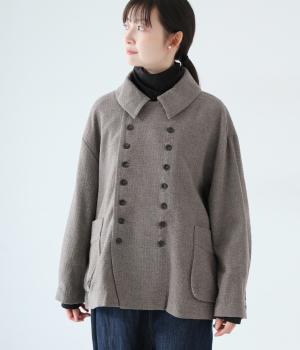 コットンウールサッカー　ダブルボタンジャケット(モカ-F)