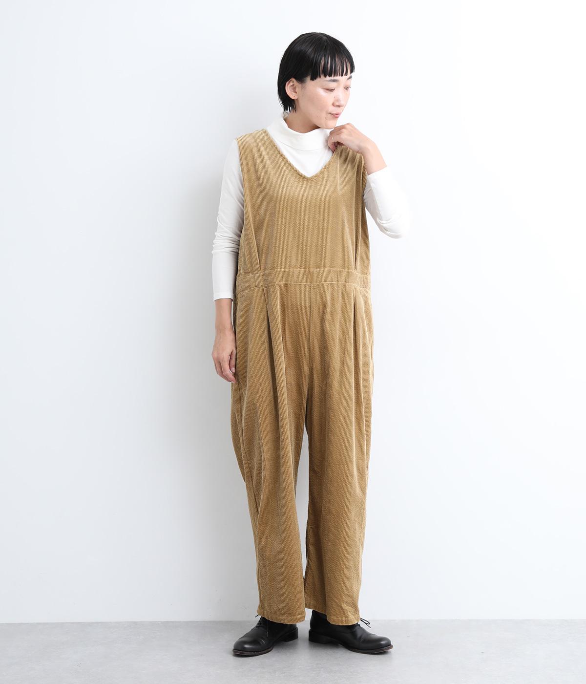 サッカーコール天サロペット(キャメル-F)