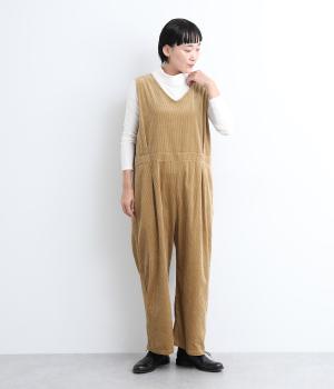 サッカーコール天サロペット(キャメル-F)