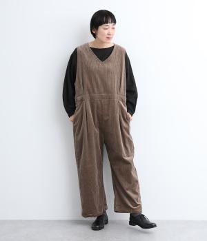 サッカーコール天サロペット(モカ-F)