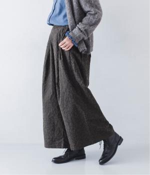 ビエラ起毛フラワー　セミワイドパンツ(チャコール-F)