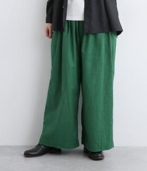 リネンコットンキャンバス　パンツ(グリーン-F)