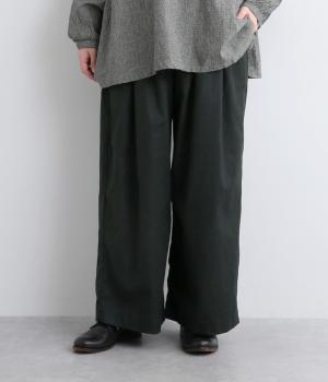 リネンコットンキャンバス　パンツ(ブラック-F)