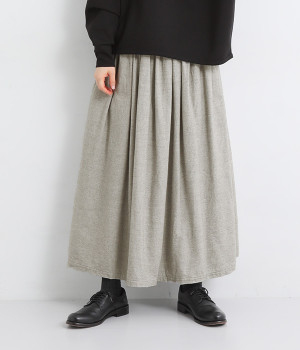 コットンヤクウールスカート(グレー-ONESIZE)