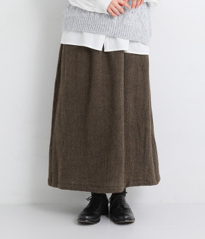 ヘリンボーンスカート(ブラウン-ONESIZE)