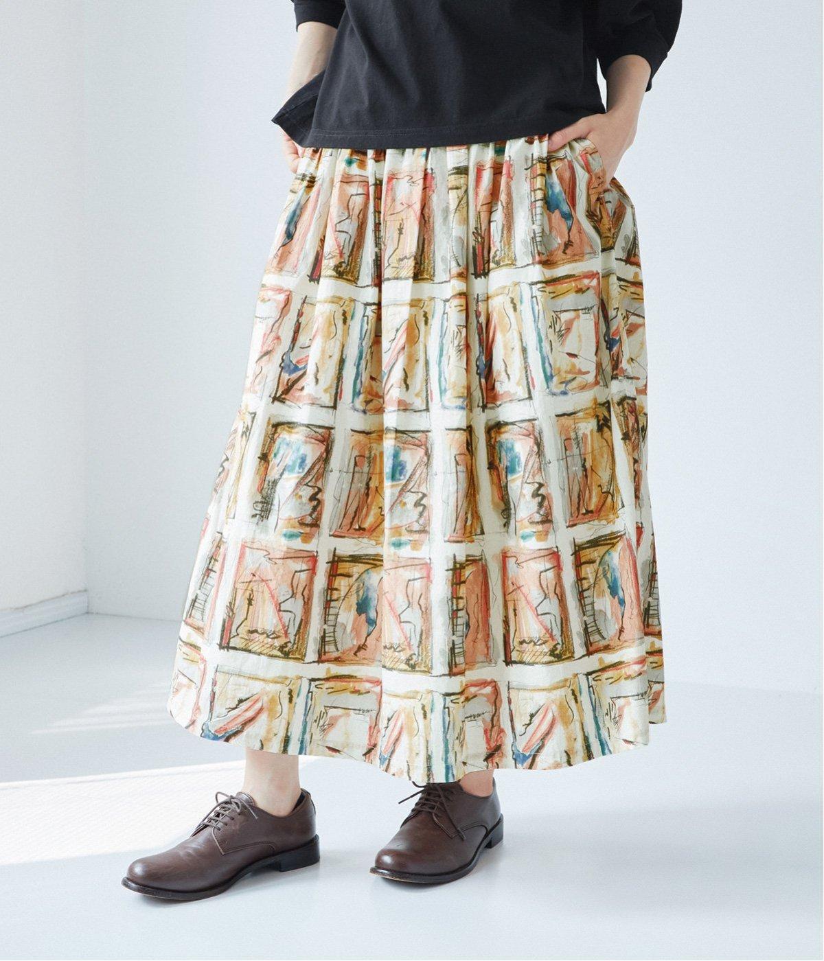 インクジェットプリントスカート(タイル-ONESIZE)