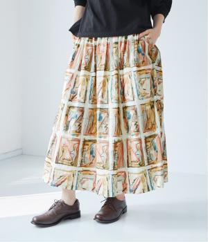 インクジェットプリントスカート(タイル-ONESIZE)