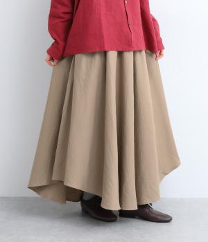 接結Wガーゼオーガニックコットンスカート(ベージュ-F)