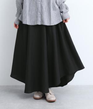 接結Wガーゼオーガニックコットンスカート(ブラック-F)