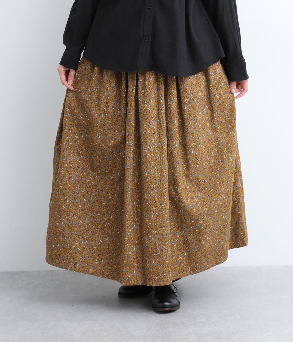 コール天フラワースカート(キャメル-F)