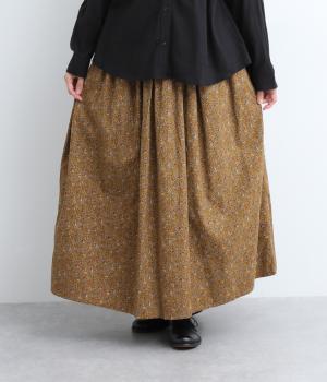 コール天フラワースカート(キャメル-F)